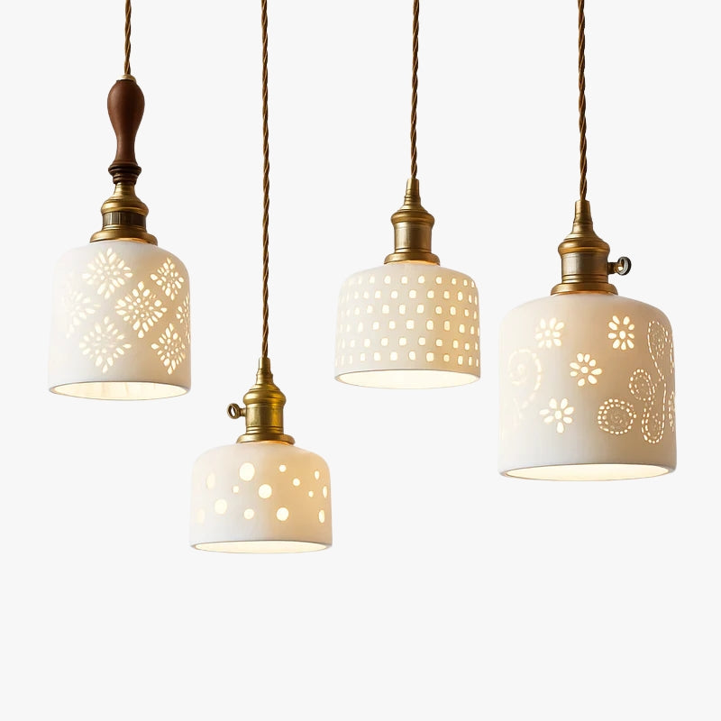 suspension en céramique nordique moderne avec motif floral