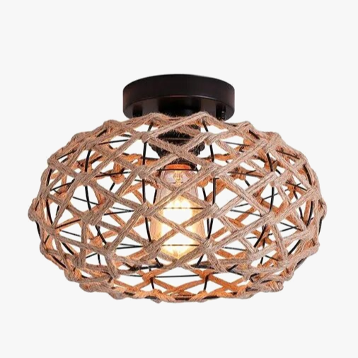 plafonnier tissé rustique corde chanvre plafond couloir ferme noir