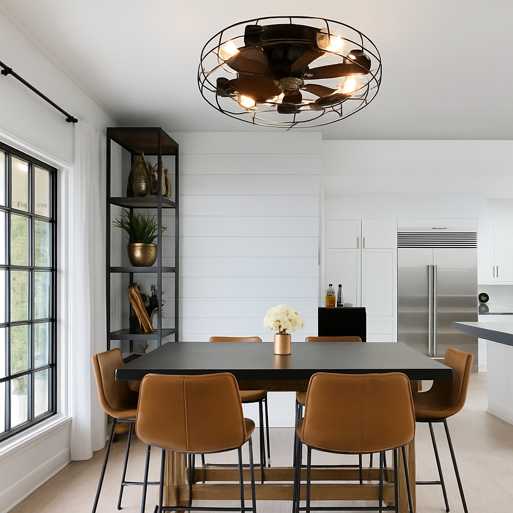 plafonnier ventilateur de plafond avec lumières et télécommande - vue 4 sur 5