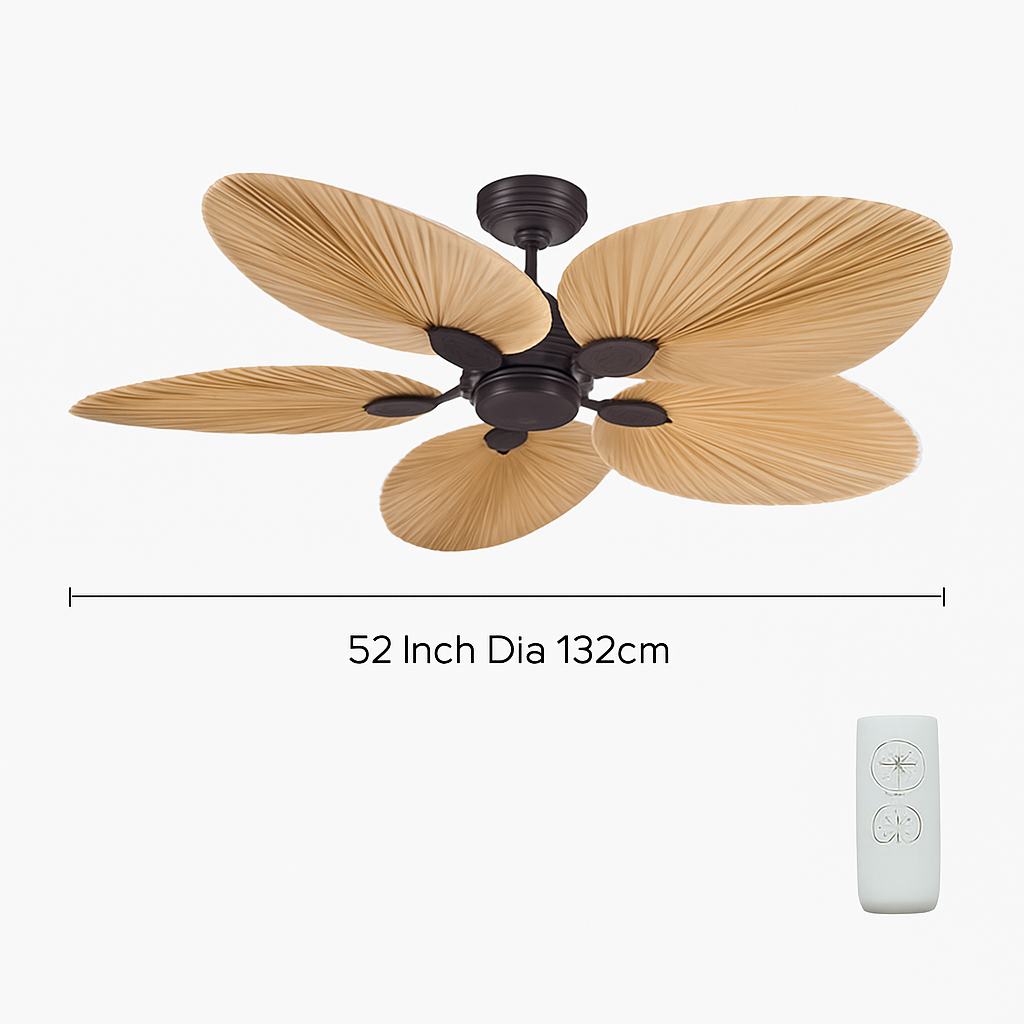 plafonnier ventilateur de plafond avec télécommande et pales en palmier naturel