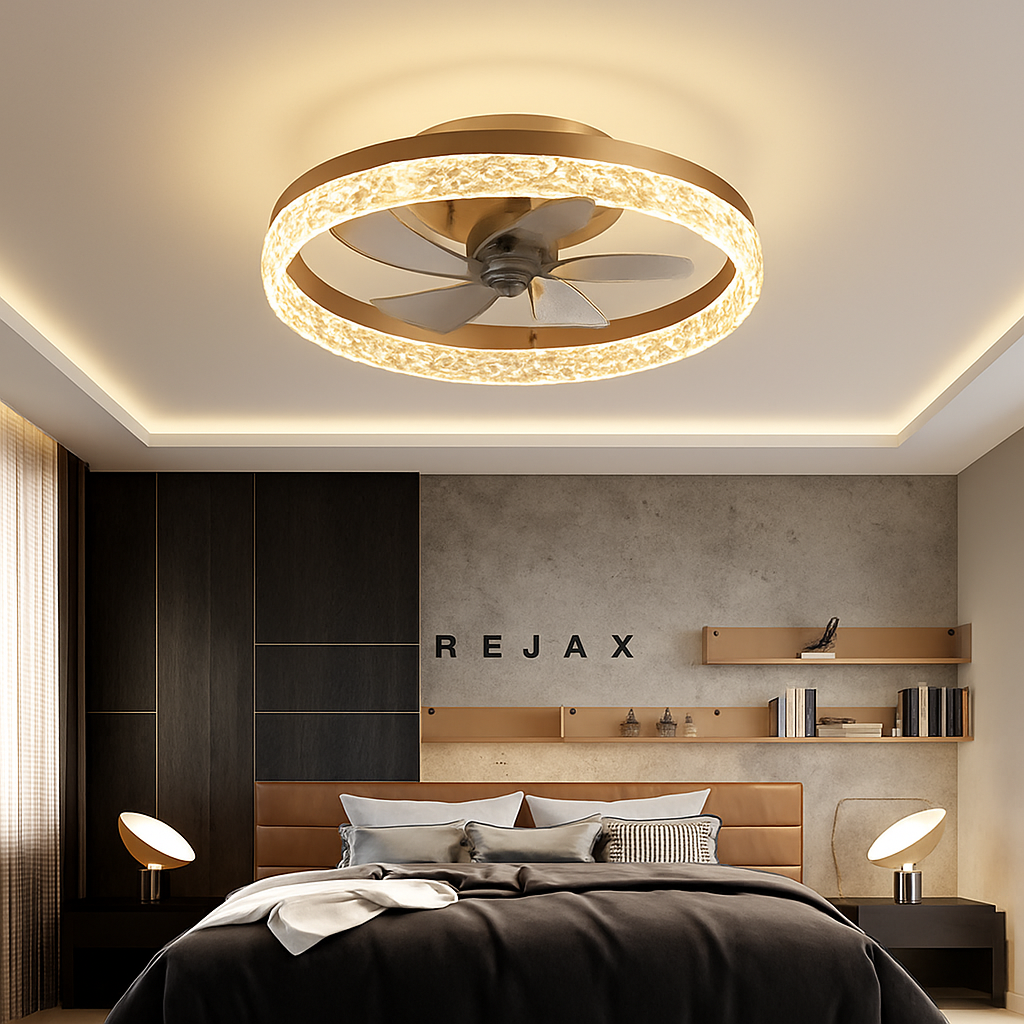 Decorative dimmable ceiling fan light with remote control - vue 3 sur 14