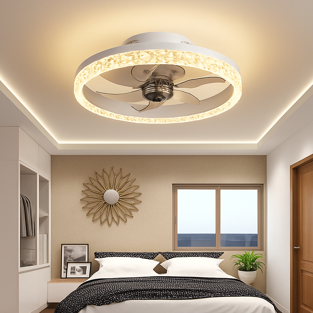 Decorative dimmable ceiling fan light with remote control - vue 4 sur 14