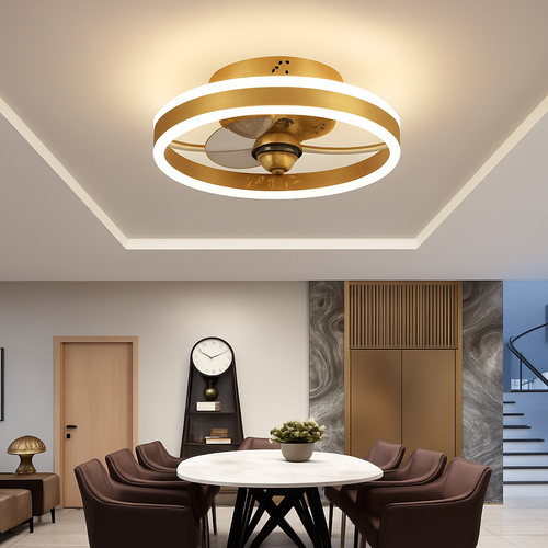 Decorative dimmable ceiling fan light with remote control - vue 5 sur 14