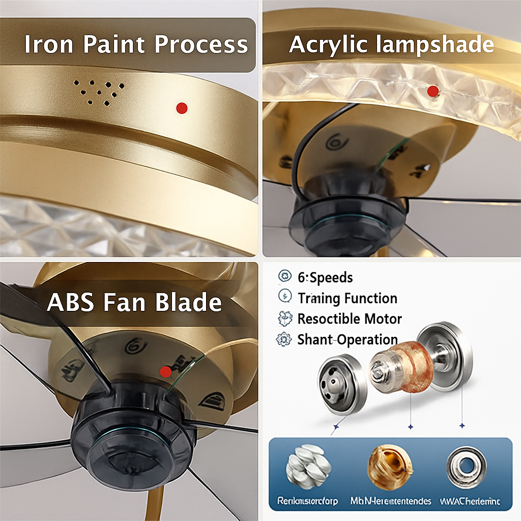 Decorative dimmable ceiling fan light with remote control - vue 7 sur 14