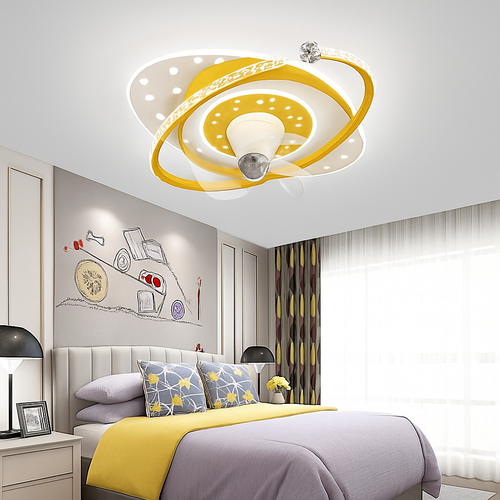 360-degree oscillating ceiling fan light with silent LED - vue 2 sur 12