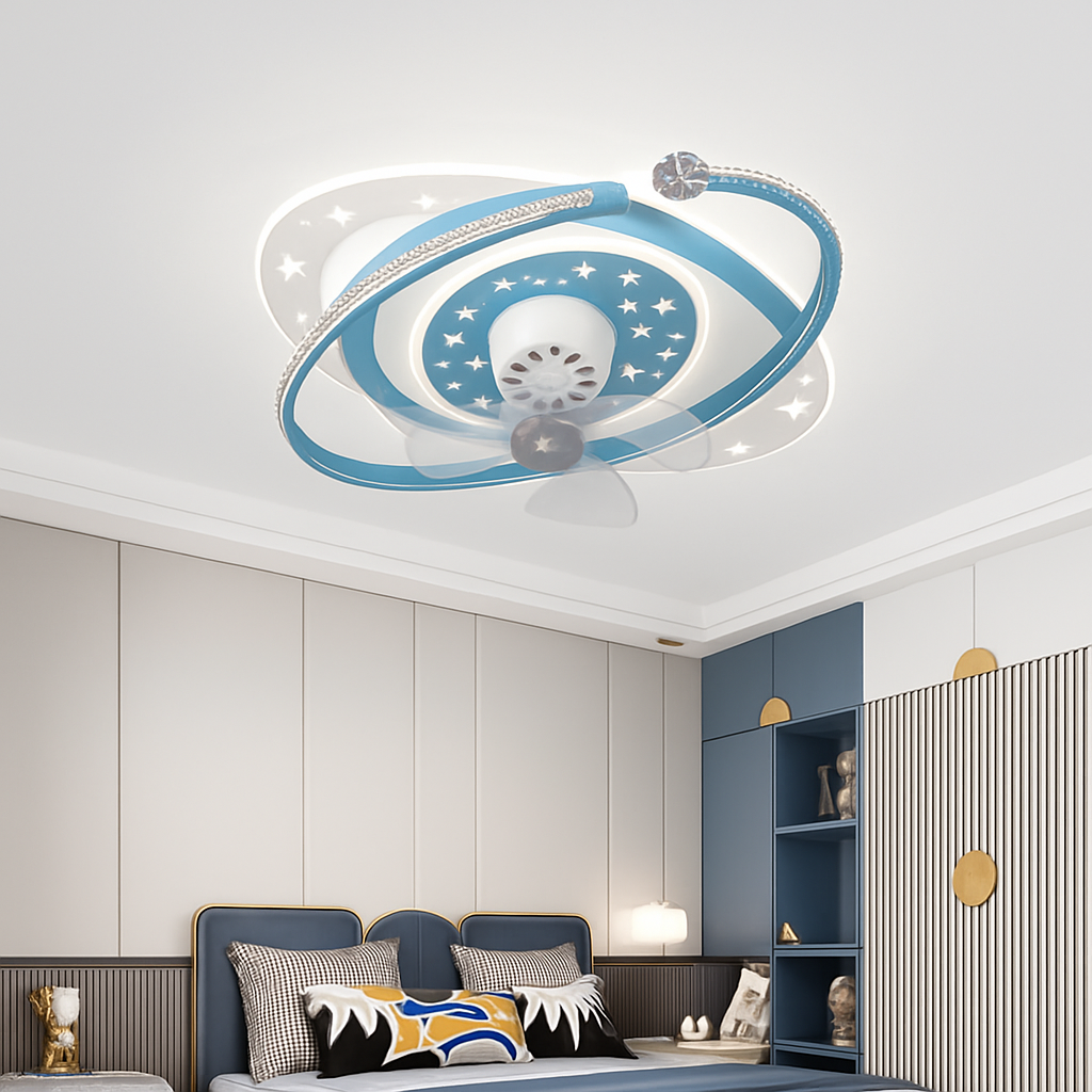 360-degree oscillating ceiling fan light with silent LED - vue 3 sur 12