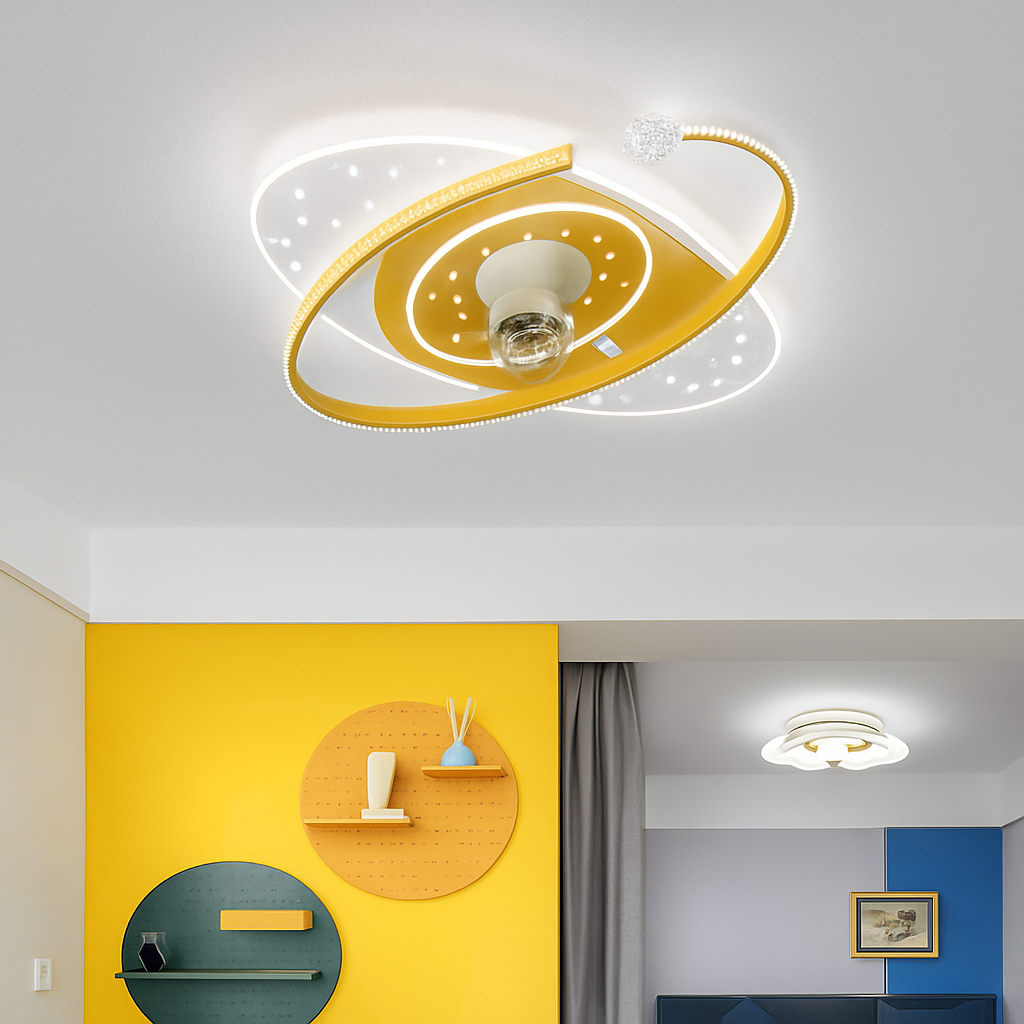 360-degree oscillating ceiling fan light with silent LED - vue 4 sur 12