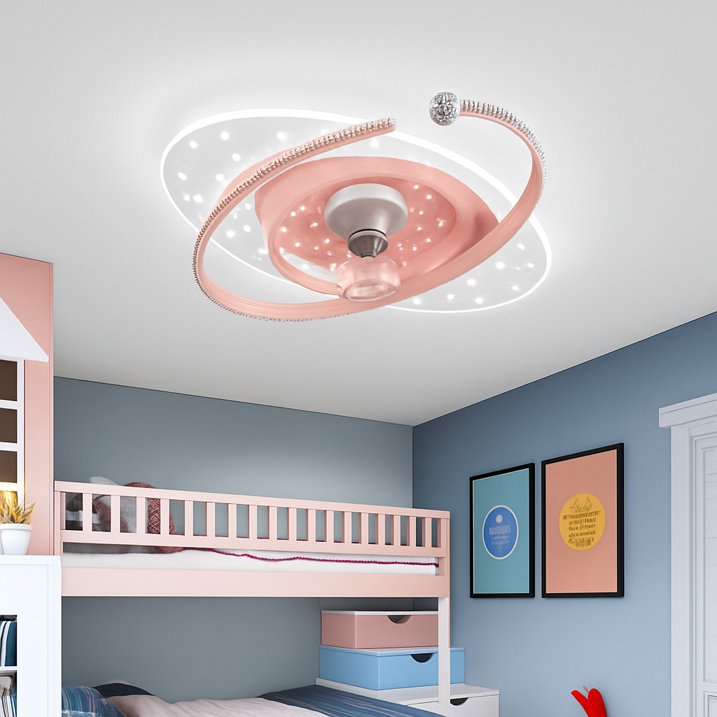 360-degree oscillating ceiling fan light with silent LED - vue 6 sur 12
