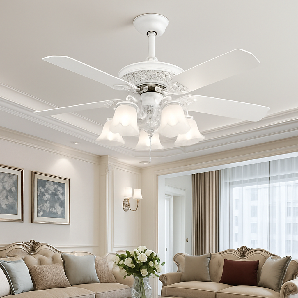 Retro wooden ceiling fan with light and remote control