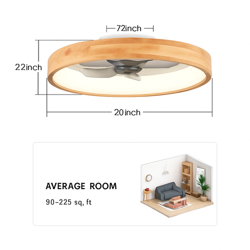 led ceiling fan with timer, remote control, and reversible blades - vue 6 sur 6