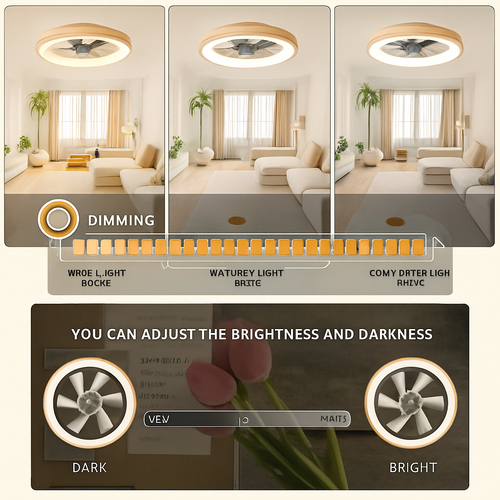 led ceiling fan with timer, remote control, and reversible blades - vue 2 sur 6