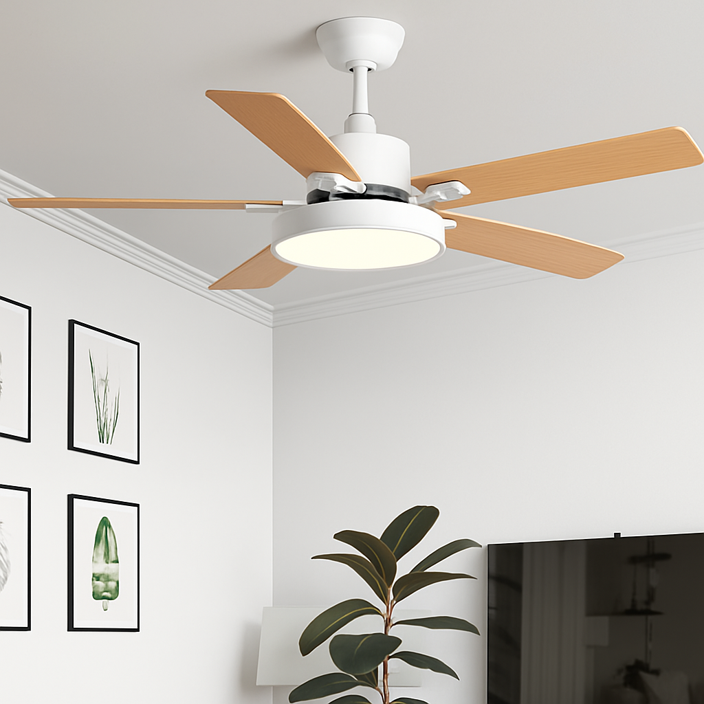 plafonnier vintage avec ventilateur led et télécommande - vue 4 sur 12