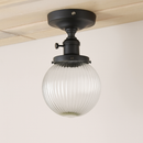Plafonnier vintage industriel avec boule en verre