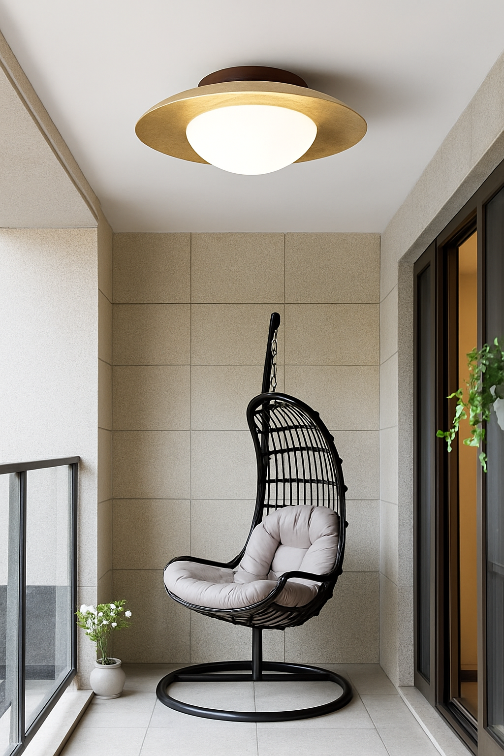 plafonnier wabi sabi crème pierre forme maison déco - vue 3 sur 6
