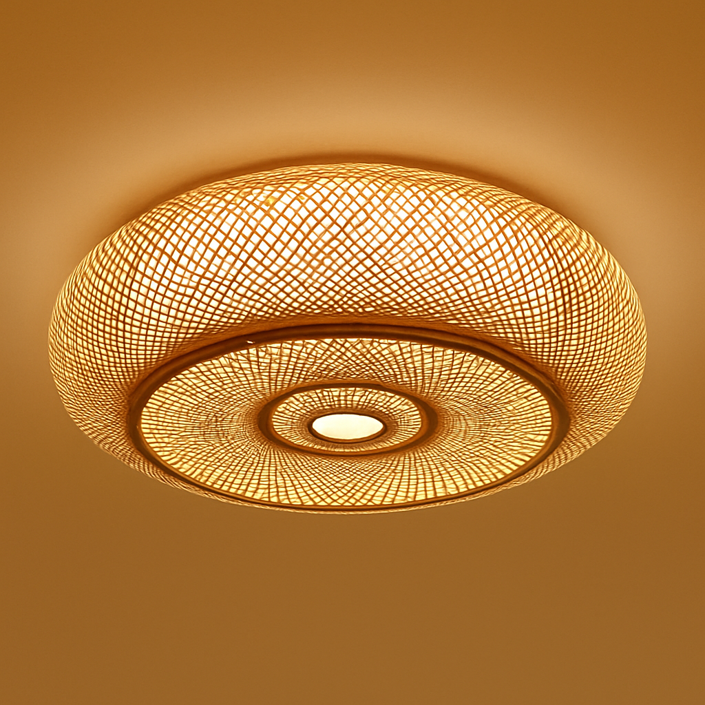 plafonniers en rotin suspension lampe décorative art lustre abat-jour - vue 4 sur 11