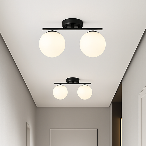Plafonniers LED nordique fer verre boule plafonniers couloir allée balcon cuisine Simple moderne créatif décor à la maison Lustre - vue 2 sur 12
