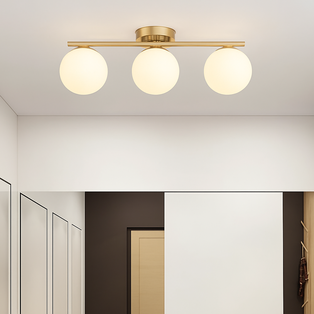 Plafonniers LED nordique fer verre boule plafonniers couloir allée balcon cuisine Simple moderne créatif décor à la maison Lustre - vue 4 sur 12