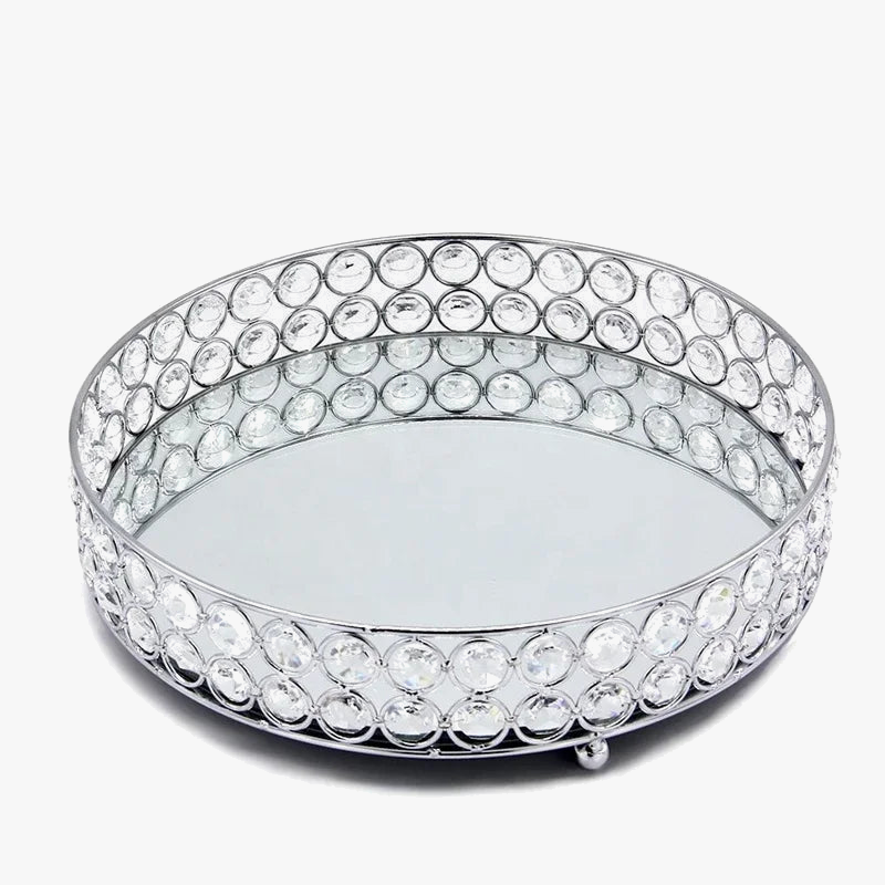 plateau rond en verre pour rangement et décoration