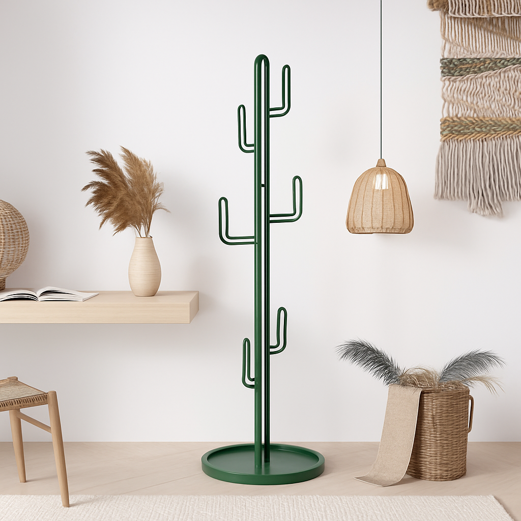 porte-manteau sur pied design moderne en forme de cactus