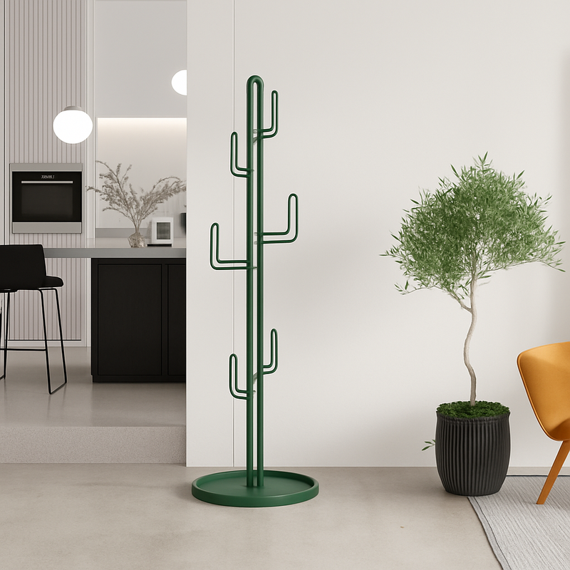 porte-manteau sur pied design moderne en forme de cactus