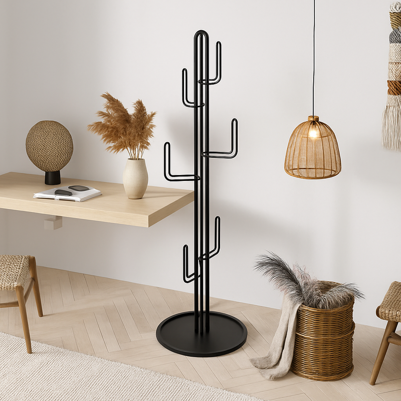 porte-manteau sur pied design moderne en forme de cactus