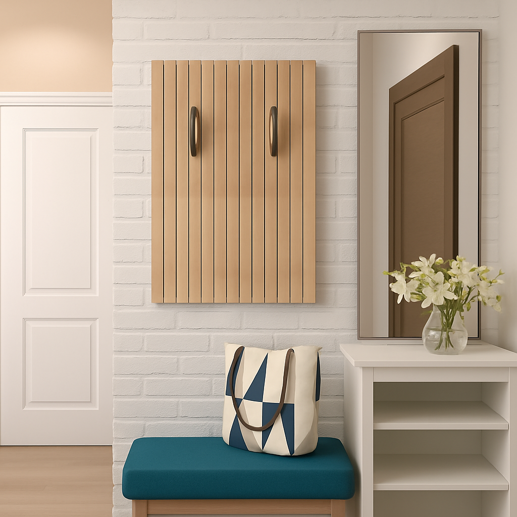 portemanteau mural créatif en bois avec crochets et cintres - vue 4 sur 15