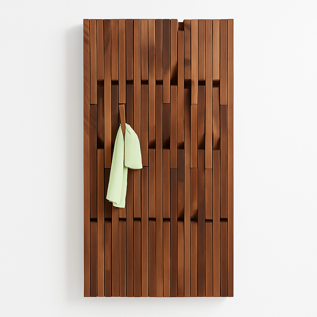 portemanteau mural créatif en bois avec crochets et cintres
