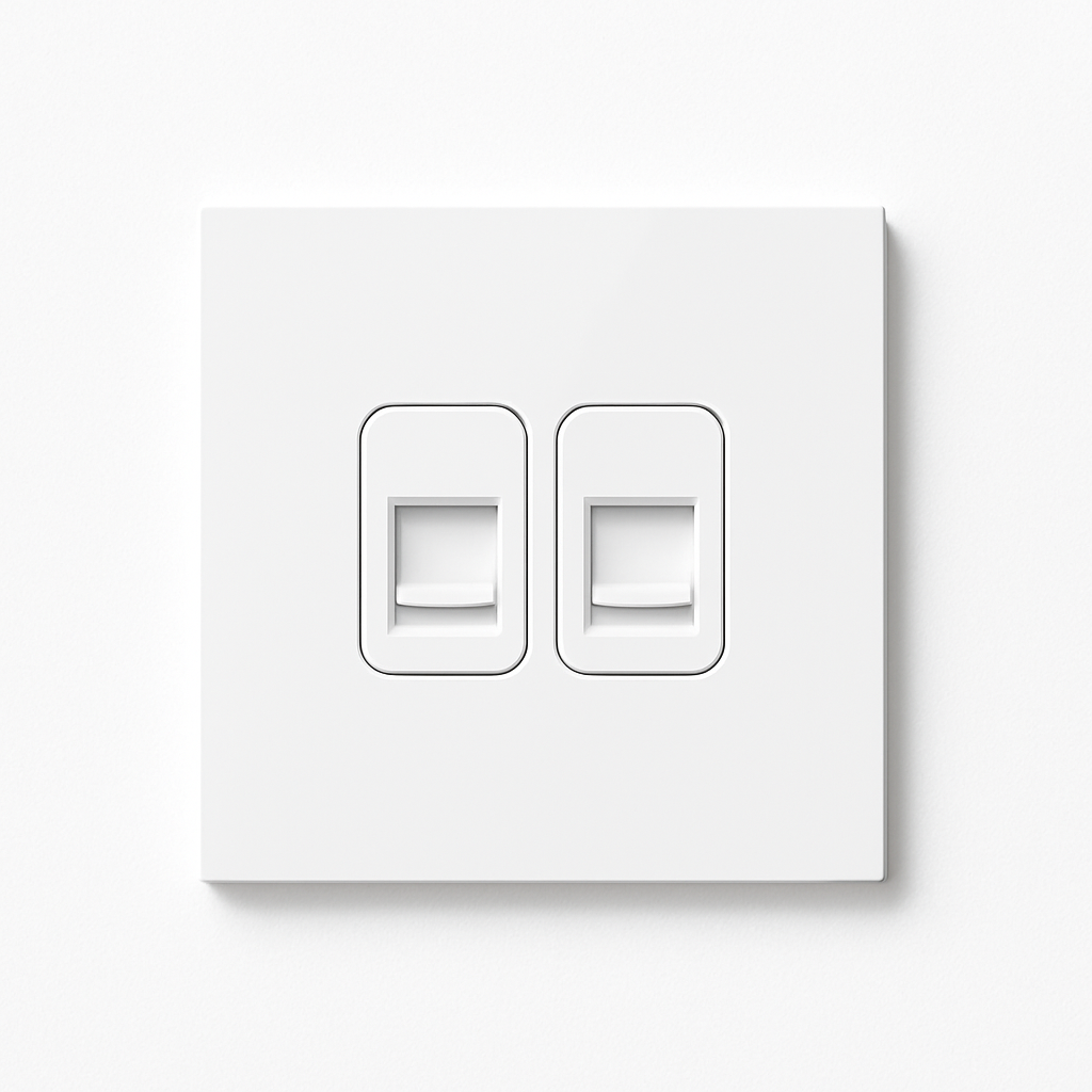 Prise double RJ45 en acier blanc mat
