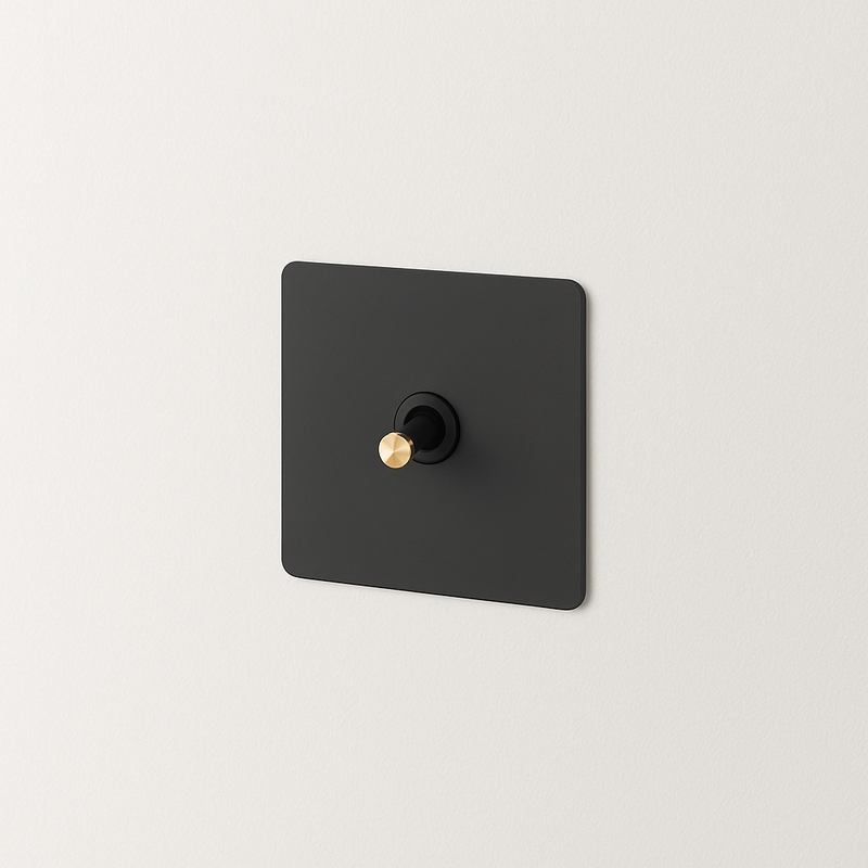 Prise double RJ45 en acier noir mat et doré bords arrondis