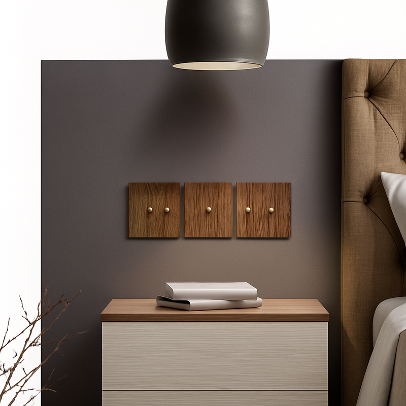 Prise double RJ45 en bois et vis dorées