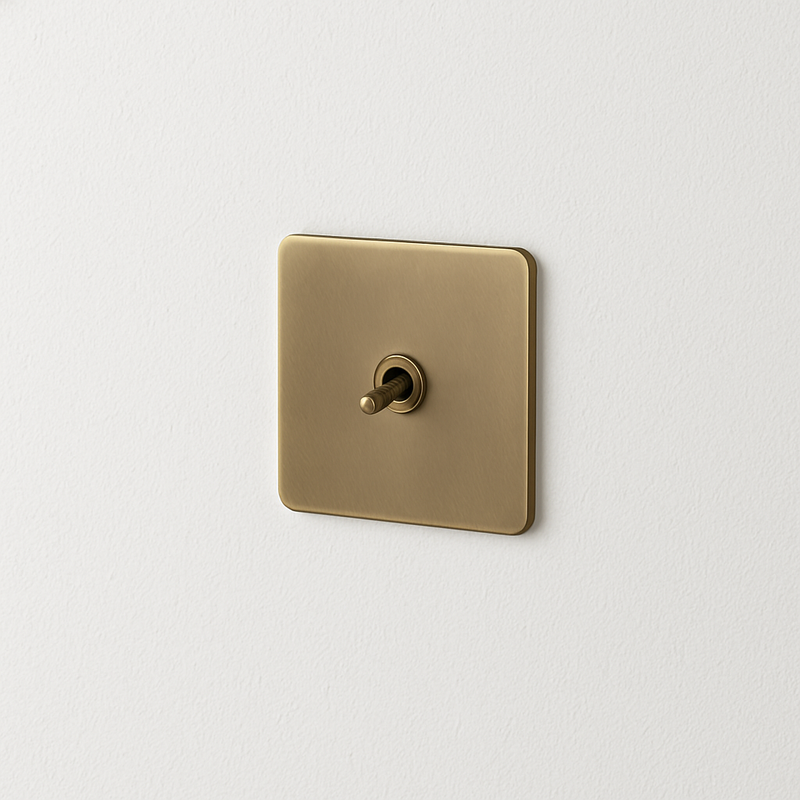 Prise électrique double en acier bronze vieilli bords arrondis