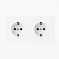 Prise électrique double (Europe) en acier blanc mat bords arrondis