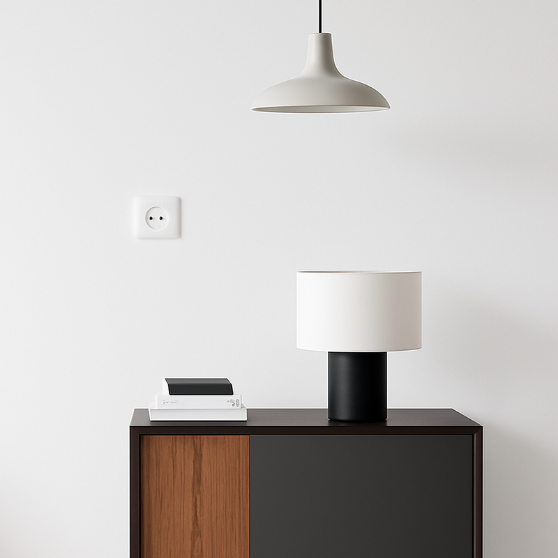 Prise électrique double (Europe) en acier blanc mat bords arrondis