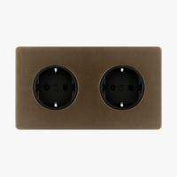 Prise électrique double (Europe) en acier bronze vieilli bords arrondis