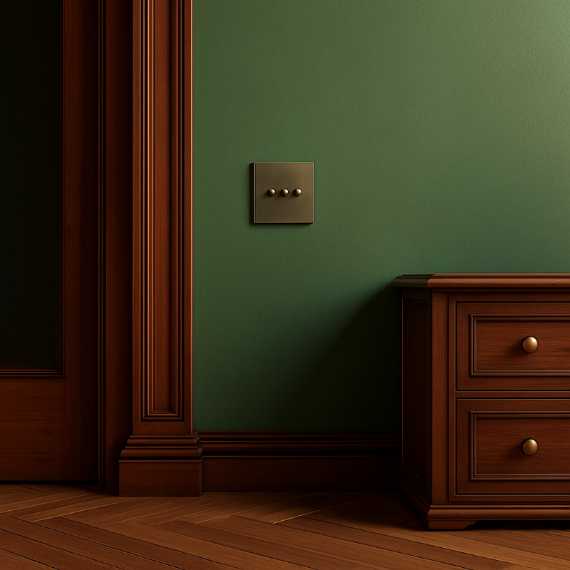 Prise électrique double (Europe) en acier bronze vieilli bords arrondis