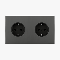 Prise électrique double (Europe) en acier gris foncé brossé