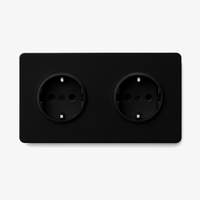 Prise électrique double (Europe) en acier noir mat bords arrondis
