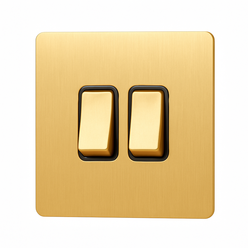 Prise électrique en acier doré brossé bords arrondis