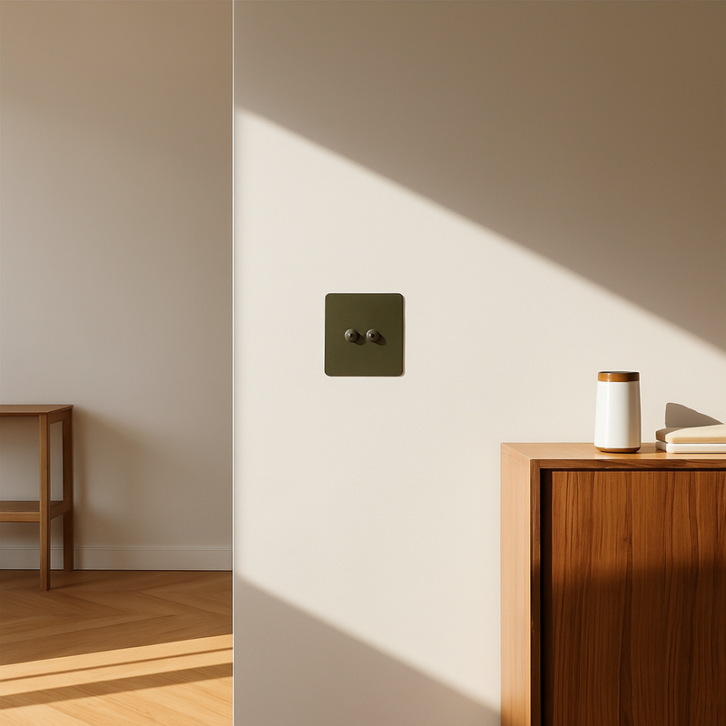 Prise électrique en acier gris brossé bords arrondis