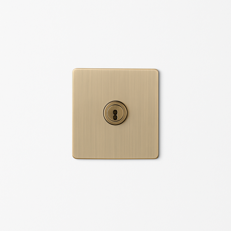 Prise électrique en acier gris vieilli brossé bords arrondis