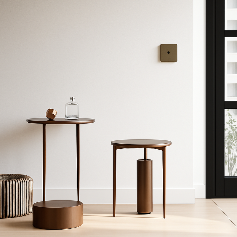 Prise électrique en acier gris vieilli brossé bords arrondis