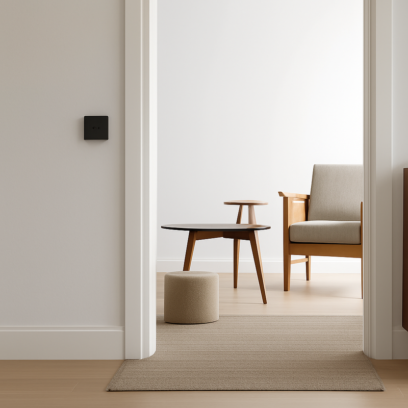 Prise électrique en acier noir mat bords arrondis