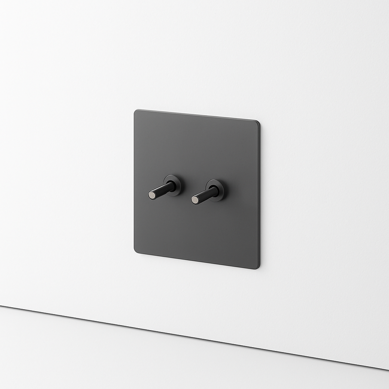 Prise électrique et double USB en acier gris foncé brossé