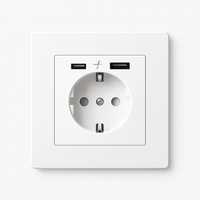 Prise électrique et double USB et USB type C (Europe) en acier blanc mat bords arrondis