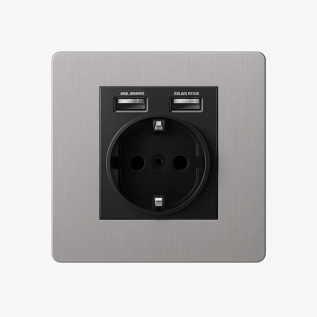 prise-lectrique-et-double-usb-europe-en-acier-gris-clair-bross-bords-arrondis-0.png