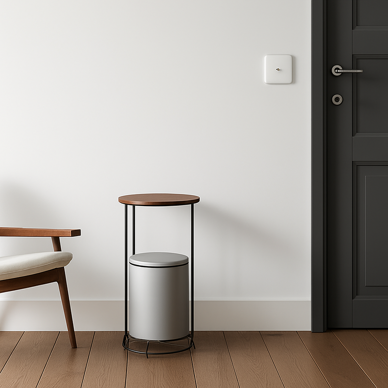 Prise électrique et double USB (Europe) en acier gris clair brossé bords arrondis