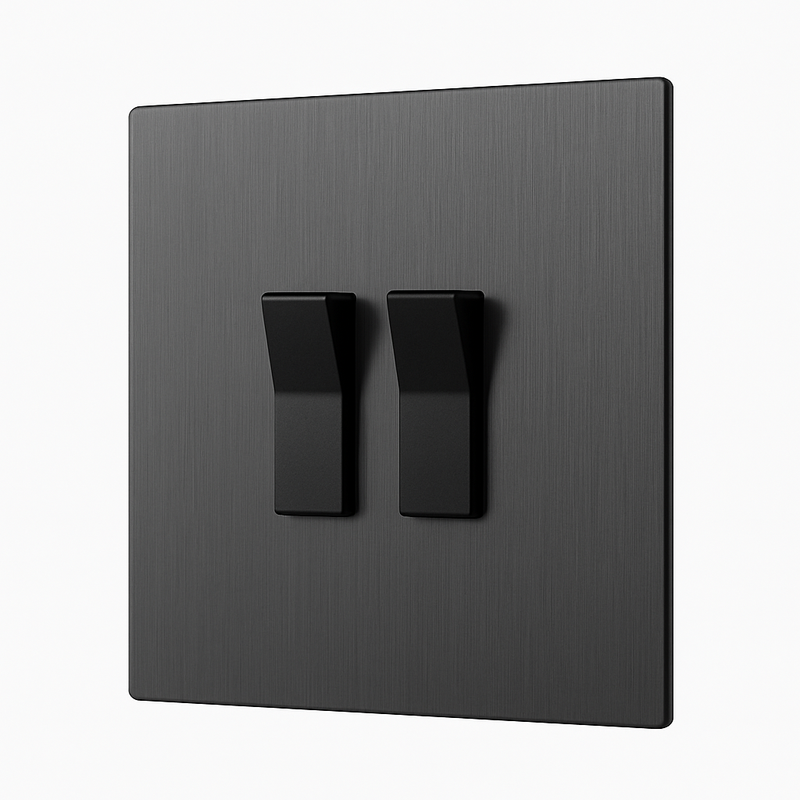 Prise électrique et double USB type C (Europe) en acier gris foncé brossé