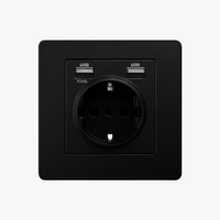 Prise électrique et double USB type C (Europe) en acier noir mat