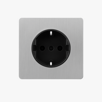 Prise électrique (Europe) en acier gris clair brossé bords arrondis