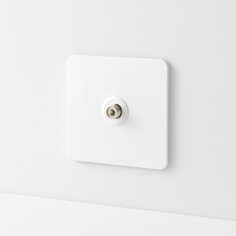 Prise RJ45 en acier blanc mat bords arrondis